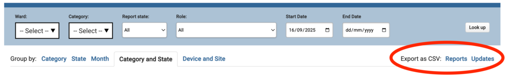Data can be downloaded as a CSV document